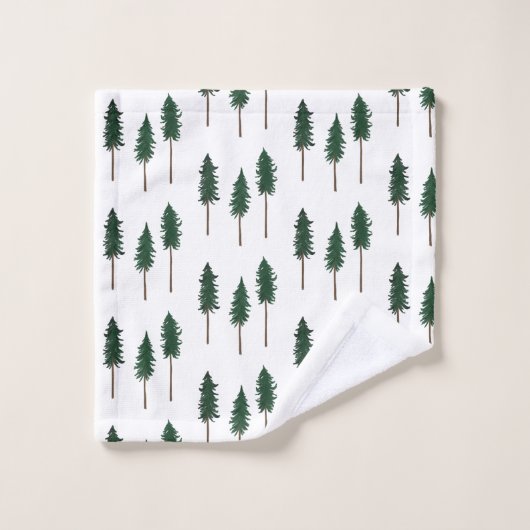 Pine Trees Forest Pattern Minimal Badhandtuch Set (Waschlappen)
