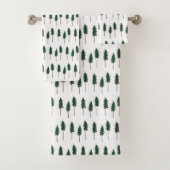 Pine Trees Forest Pattern Minimal Badhandtuch Set (Insitu)