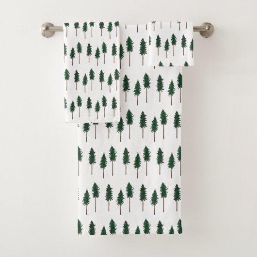 Pine Trees Forest Pattern Minimal Badhandtuch Set (Insitu)