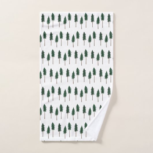 Pine Trees Forest Pattern Minimal Badhandtuch Set (Handtuch)