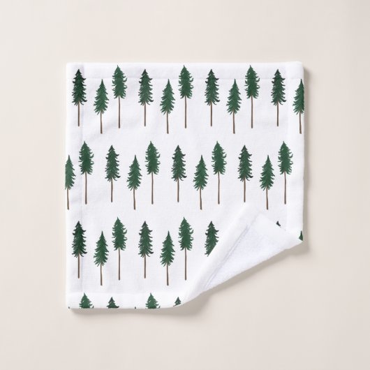 Pine Trees Forest Pattern Minimal Badhandtuch Set (Waschlappen)