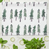 Pine Trees Forest Pattern Wasserfarbe Geschirrtuch (Gefaltet)