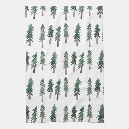 Pine Trees Forest Pattern Wasserfarbe Geschirrtuch (Vertikal)