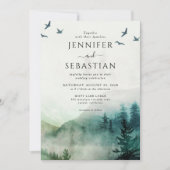 Pine Trees Forest Rustic Watercolor Hochzeit Einladung (Vorderseite)