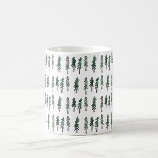 Pine Trees Forest Wasserfarbenbaumen Kaffeetasse (Mittel)