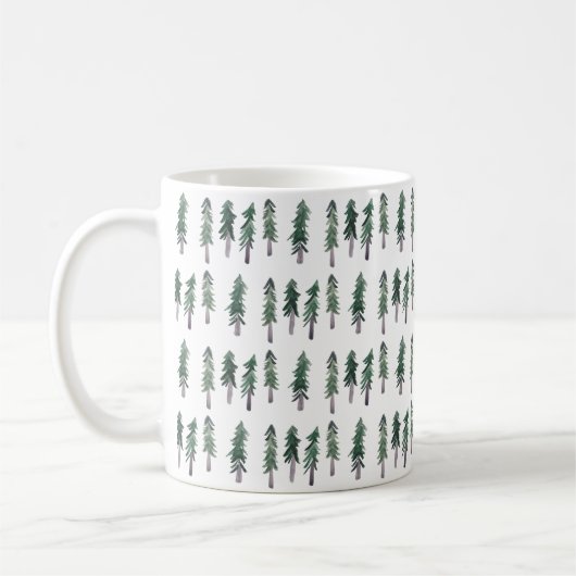 Pine Trees Forest Wasserfarbenbaumen Kaffeetasse (Links)