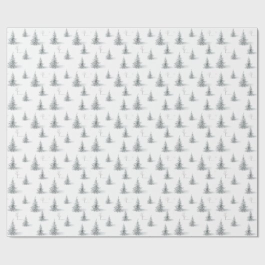 Pine Trees Forest Weihnachts-Wintermuster Geschenkpapier (Flach)