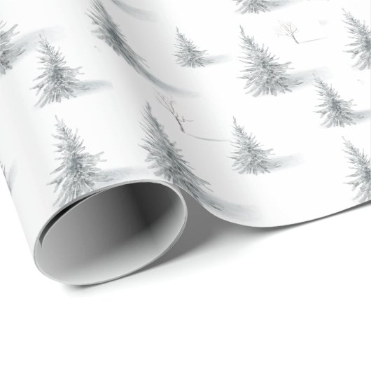 Pine Trees Forest Weihnachts-Wintermuster Geschenkpapier (Rolleneckpunkt)