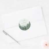 Pine Trees Forest Woodland Adventure Wedding Favor Runder Aufkleber (Umschlag)