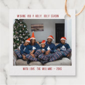 Pine Trees fröhliche Xmas ein Foto Geschenkanhänger (Rückseite)