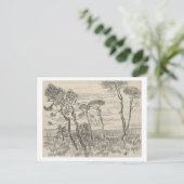 Pine Trees Front of Wall Asylum, Vincent van Gogh Postkarte (Stehend Vorderseite)
