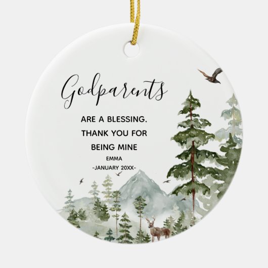 Pine Trees Godelterns Weihnachtsdekoration Keramik Ornament (Vorne)