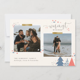 Pine Trees Gold Tapest Warmest wünscht zwei Fotos Feiertagskarte