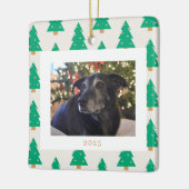Pine Trees Holiday Photo Keramikornament (Links)