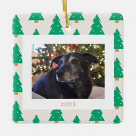 Pine Trees Holiday Photo Keramikornament