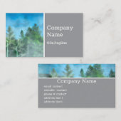 pine trees in fog nature landscape misty green  visitenkarte (Vorne/Hinten)