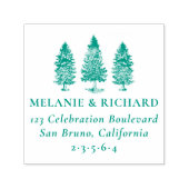 Pine Trees & Individuellen Namens Hochzeit Rücksen Permastempel (Design)