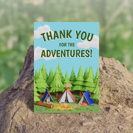 Pine Trees Kids Adventure Camping Geburtstagsparty Dankeskarte