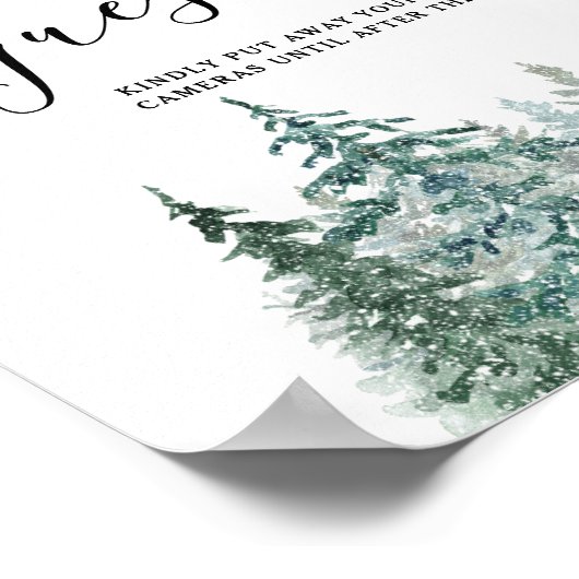 Pine Trees Lantern Botanical Wedding Guestbook Poster (Ecke)