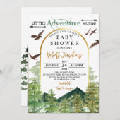 Pine Trees Ließ die Adventure Begin Baby Dusche Einladung (Vorne/Hinten)