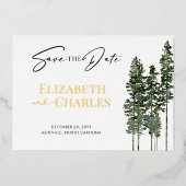 Pine Trees Minimalistisch Elegante Save the Date Folieneinladung (Vorderseite)