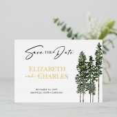 Pine Trees Minimalistisch Elegante Save the Date Folieneinladung (Stehend vorne)