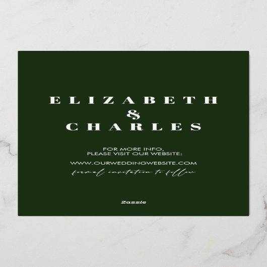 Pine Trees Minimalistisch Elegante Save the Date Folieneinladung (Rückseite)