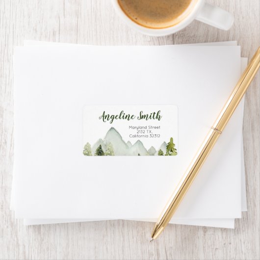 Pine Trees Mountain Baby Dusche Adresse Adressaufkleber (Insitu)