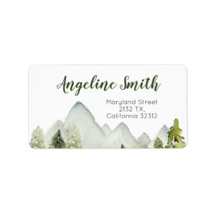 Pine Trees Mountain Baby Dusche Adresse Adressaufkleber