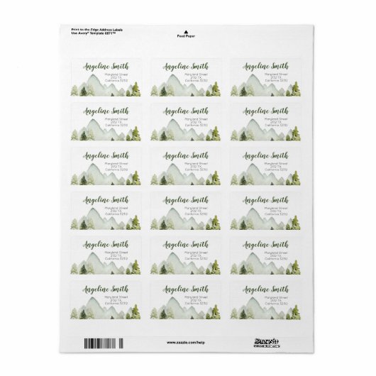 Pine Trees Mountain Baby Dusche Adresse Adressaufkleber (Vorne)