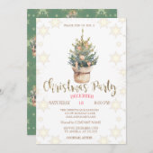 Pine Trees Ornaments Snowflakes Weihnachten Party Einladung (Vorne/Hinten)