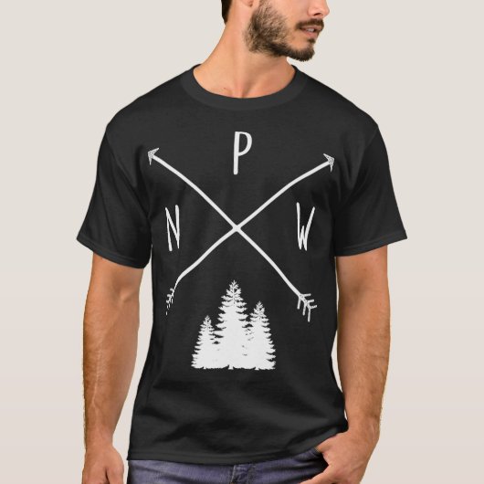 Pine Trees Pacific Northwest PNW with Arrows_1  T-Shirt (Vorderseite)