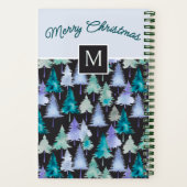 Pine Trees Pattern Festival Blue & Green Weihnacht Notizblock (Rückseite)