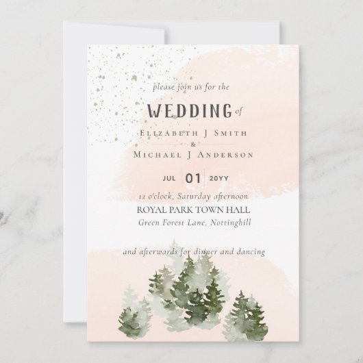 Pine Trees Peach Mountain Wedding (Vorderseite)