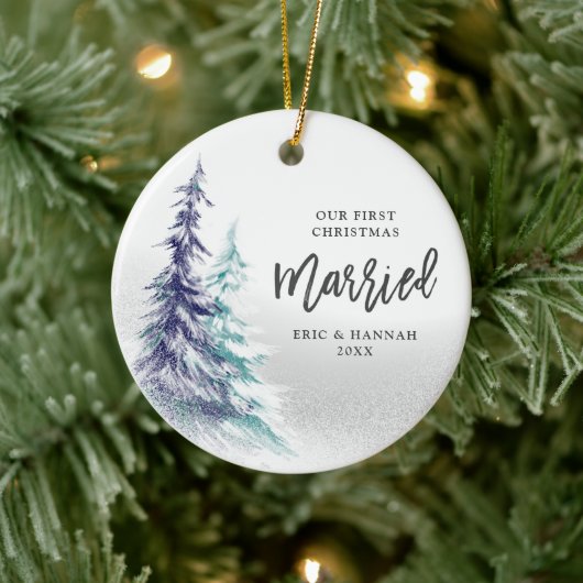 Pine Trees Personalisiert Erstes Weihnachtsfest Ve Keramik Ornament (Baum)