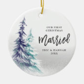 Pine Trees Personalisiert Erstes Weihnachtsfest Ve Keramik Ornament (Vorne)