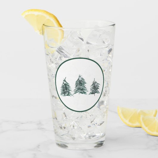 Pine Trees Pint Glass Glas (Vorderseite Ice)