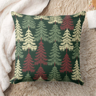 Pine Trees Red Green Kissen