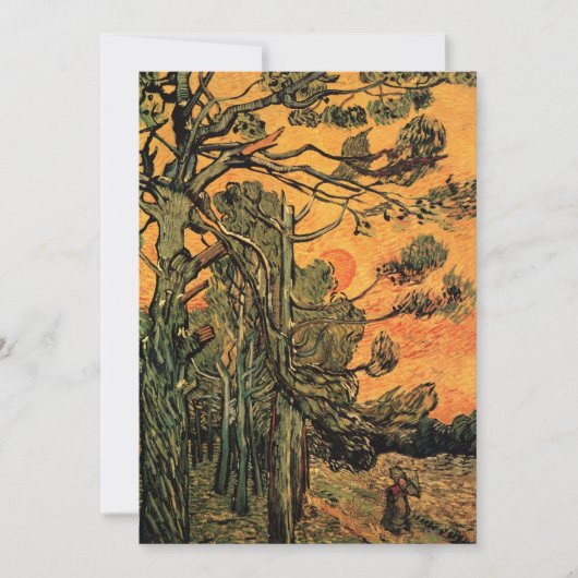 Pine Trees Red Sky Setting Sun by Vincent van Gogh (Vorderseite)