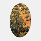 Pine Trees Red Sky Setting Sun by Vincent van Gogh Keramikornament (Links)