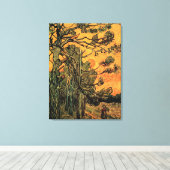 Pine Trees Red Sky Setting Sun by Vincent van Gogh Leinwanddruck (Insitu (Holzboden))
