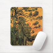 Pine Trees Red Sky Setting Sun by Vincent van Gogh Mousepad (Mit Mouse)