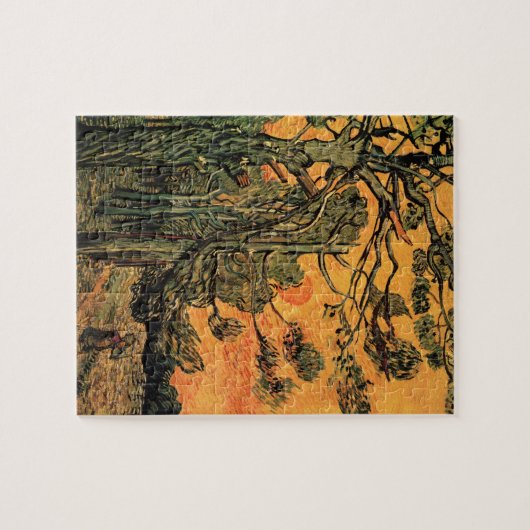 Pine Trees Red Sky Setting Sun by Vincent van Gogh Puzzle (Horizontal)