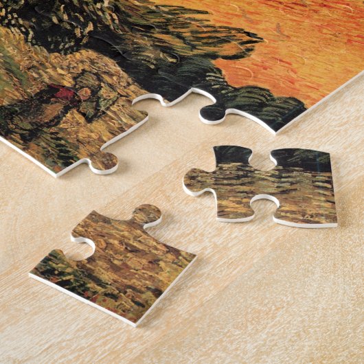 Pine Trees Red Sky Setting Sun by Vincent van Gogh Puzzle (Seite)