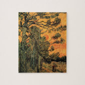 Pine Trees Red Sky Setting Sun by Vincent van Gogh Puzzle (Vertikal)