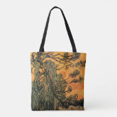 Pine Trees Red Sky Setting Sun by Vincent van Gogh Tasche (Rückseite)