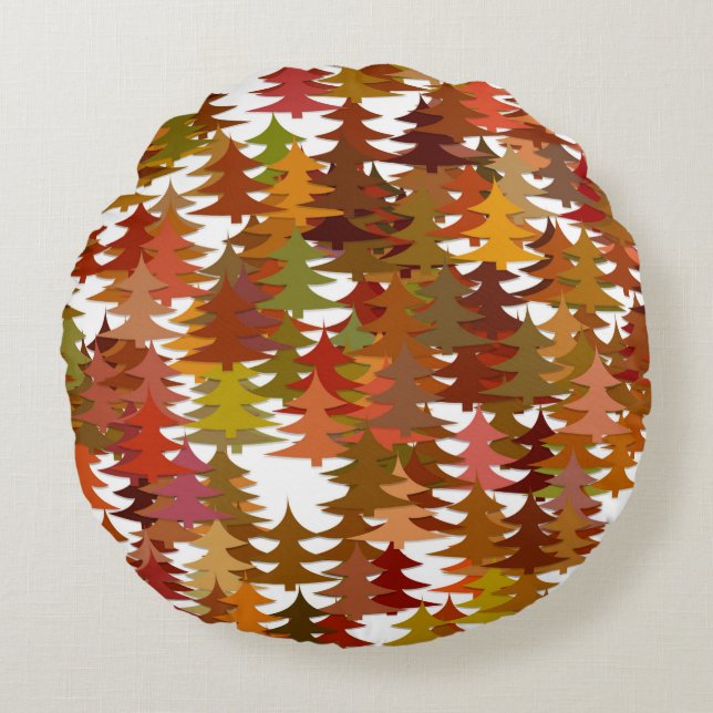 Pine Trees Rundes Kissen (Vorderseite)
