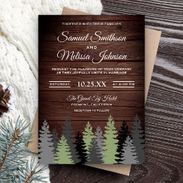 Pine Trees Rustic Wood Winter Hochzeit Einladung