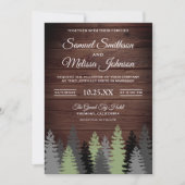 Pine Trees Rustic Wood Winter Hochzeit Einladung (Vorderseite)