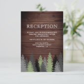 Pine Trees Rustic Wood Winter Wedding Empfang Begleitkarte (Stehend Vorderseite)